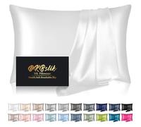 Silk Pillowcase for Hair and Skin, Mulberry Silk Pillow Cases King Size, Anti Acne Cooling Sleep Both Sides Natural Silk Satin Pillow Case Covers with Hidden Zipper, Gifts for Women Men, White