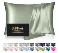 Silk Pillowcase for Hair and Skin, Mulberry Silk Pillow Cases King Size, Anti Acne Cooling Sleep Both Sides Natural Silk Satin Pillow Case Covers with Hidden Zipper, Gifts for Women Men, Sage Green