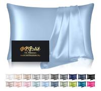Silk Pillowcase for Hair and Skin, Mulberry Silk Pillow Cases King Size, Anti Acne Cooling Sleep Both Sides Natural Silk Satin Pillow Case Covers with Hidden Zipper, Gifts for Women Men, Haze Blue