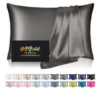 Silk Pillowcase for Hair and Skin, Mulberry Silk Pillow Cases King Size, Anti Acne Cooling Sleep Both Sides Natural Silk Satin Pillow Case Covers with Hidden Zipper, Gifts for Women Men, Dark Gray