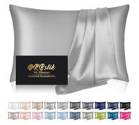 Silk Pillowcase for Hair and Skin, Mulberry Silk Pillow Cases King Size, Soft Anti Acne Cooling Sleep Both Sides Natural Silk Satin Pillow Case Covers with Hidden Zipper, Gifts for Women Men, Grey