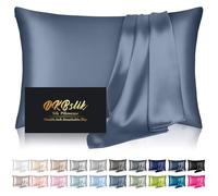 Silk Pillowcase for Hair and Skin,Mulberry Silk Pillow Cases Queen Size,Soft,Anti Acne,Cooling,Beauty Sleep,Both Sides Natural Silk Satin Pillowcases with Hidden Zipper,Gifts for Women Men,Ash Blue
