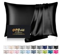 Silk Pillowcase for Hair and Skin, Mulberry Silk Pillow Cases Standard Size, Anti Acne Cooling Beauty Sleep Both Sides Natural Silk Satin Pillow Covers with Hidden Zipper, Gifts for Women Men, Black