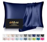 Silk Pillowcase for Hair and Skin, Mulberry Silk Pillow Cases Standard Size, Anti Acne Cooling Sleep Both Sides Natural Silk Satin Pillow Covers with Hidden Zipper, Gifts for Women Men, Navy Blue