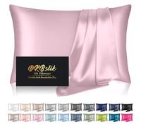 Silk Pillowcase for Hair and Skin, Mulberry Silk Pillow Cases Standard Size, Cooling Sleep Both Sides Natural Silk Satin Pillow Covers with Hidden Zipper, Gifts for Women Men, Light Pink
