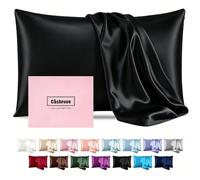 Silk Pillowcase for Hair and Skin - Mulberry Silk, Soft Breathable Smooth Both Sided With Zipper, Beauty Sleep Pillow Case for Gift (Standard, Black)