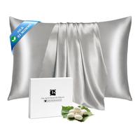 Silk Pillowcase for Hair and Skin with Hidden Zipper, Ravmix Both Sides Silk Pillow Case Standard 50×75cm, 1PCS, Soft Breathable Smooth for Beauty Sleep, Apricot Grey