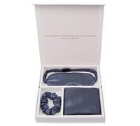 Silk Pillowcase Mulberry Silk Pillowcase EyeMask Scrunchie 3PCS Set For Travel 19 Momme Bedroom(Dark blue)