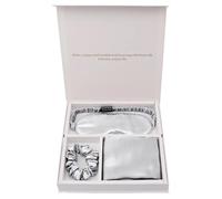 Silk Pillowcase Mulberry Silk Pillowcase EyeMask Scrunchie 3PCS Set For Travel 19 Momme Bedroom(Silver)