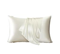 Silk Pillowcase Mulberry Silk Pillowcase for Hair and Skin - Double-Sided Pure, Invisible Zipper Design, 1PC(White,50x75cm)
