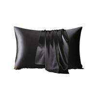 Silk Pillowcase Mulberry Silk Pillowcase for Hair and Skin - Double-Sided Pure, Invisible Zipper Design, 1PC(Black,50x90cm)