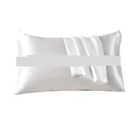 Silk pillowcase Silk Pillow Cover 1pc Satin Pillowcase Breathable Envelope Closure Cases Solid Color Bedding Smooth Covers(Silver,1piece 51x91cm)