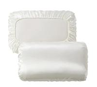 Silk Pillowcase Silk Pillow Cover Solid Comfortable Smooth Satin Pillowcase(Rice white,51x102cm(20x40in)2pc)