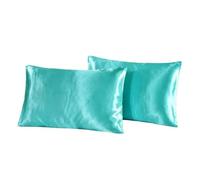 Silk Pillowcase Simple Imitation Silk Fabric Satin Pillowcase Direct Pillow Cover For Hair With Hidden For the bedroom(Blue,20x30 inch)