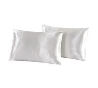Silk Pillowcase Simple Imitation Silk Fabric Satin Pillowcase Direct Pillow Cover For Hair With Hidden For the bedroom(White,20x30 inch)