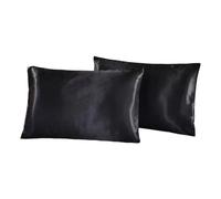 Silk Pillowcase Simple Imitation Silk Fabric Satin Pillowcase Direct Pillow Cover For Hair With Hidden For the bedroom(Black,20x30 inch)