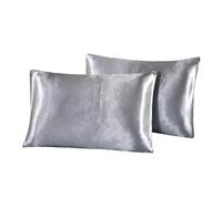 Silk Pillowcase Simple Imitation Silk Fabric Satin Pillowcase Direct Pillow Cover For Hair With Hidden For the bedroom(Gray,20x36inch)