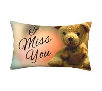 Silk Pillowcases For Hair And Skin Funny Miss You Bear Printed With Envelope Closure Pillow Cases 1 Pack Standard Size Pillow Polyester Fabric Soft And Comfortable