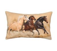 Silk Pillowcases For Hair And Skin - Funny Three Running Horses Print Protective Cover- Standard Size Pillowc Ases Soft Smooth And Wrinkle-Resistant