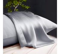 (Silk Pillowcases Pack Of 6, Silver) Anti Allergic Pillowcases Plain Dyed Luxury Stripe & Satin Silk Anti Hair Fall & Anti Wrinkle Pack Of 2, 4, & 6 Hotel Quality Pillowcases