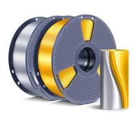 Silk PLA+ Filament 1.75mm, Chrome Like Gloss Finish, Smooth Silk Texture, Upgraded Formula for Stable Printing, 2kg(4.4lbs) PLA Plus 3D Printer Filament, Gold+Silver