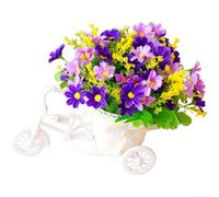 Silk Potted Flower Decorative Potted Plant with Bowknot Home Tabletop Floral Display Wedding Reception Indoor Decor Magnolia Rose Dandelion Artificial Flower(AE)