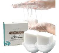 Silk Protein Skin Repair Soap for Tik Tok, Skin Lightening Soap, Silk Protein Essence Soap Super Long Brushed Oil Control Cleansing Soap Net Acne Moisturizing Repair, for All Skin Types - 100g (2Pcs)
