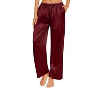 Silk Pyjamas Bottoms for Women UK Sale Clearance,Ladies Lounge Pants Satin Silk Wide Leg Sleepwear Casual Loose Elastic Waist Pj Pants Nightwear Loungewear Pajamas Bottoms Trousers