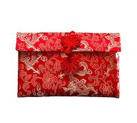 Silk Red Envelopes, HongBao Card Envelope Gift Wrap Bag Red Lucky Money Pocket for Chinese New Year, Spring Festival, Birthday and Wedding I