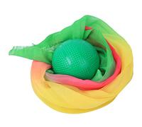 Silk Ribbon Tai Chi Ball Adjustable Chiffon Ribbon Plastic Sand Filled Exercise Performance Ball Lightweight Portable (Green Ball + Colorful Yarn 1.5 Meters)