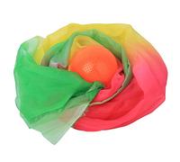 Silk Ribbon Tai Chi Ball Adjustable Chiffon Ribbon Plastic Sand Filled Exercise Performance Ball Lightweight Portable (Orange Ball + 1.5 Meters Colorful Yarn)