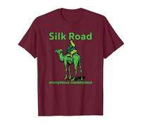 Silk Road Anonymous marketplace Camel Dark Web Crypto BTC T-Shirt, Men, Burgundy, Small