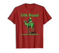 Silk Road Anonymous marketplace Camel Dark Web Crypto BTC T-Shirt, Men, Cranberry Red, Medium