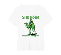 Silk Road Anonymous marketplace Camel Dark Web Crypto BTC T-Shirt, Women's Plus, White, 1X