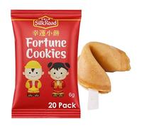 Silk Road Fortune Cookies Individually Wrapped 20 Pack, Crisp Golden Cookies with Fortune Messages, Ideal for Parties, Chinese New Year, Catering and Sharing