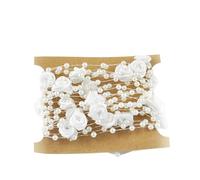 Silk Rose and Plastic Pearl Bead String Garland