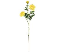 Silk Rose Flower Stem With 3 Heads And Leaves In Red, Pink Or Cream - Adjustable 70cm Flowers (yellow)