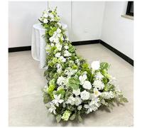 Silk Rose Waterfall Decor Artificial Floral Table Runner Faux Wedding Flower Centerpiece For Hotel Restaurant Table Setting, Engagement Party Garden Ceremony Floral Arrangement Deco(Size:2m,Color:A)