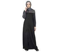 Silk Route Black Full Front Zip Opening Sporty Abaya Maxi Dress Jilbab Medium 56