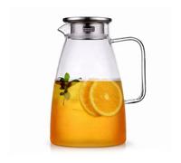 Silk Route Home 2L Glass Pitcher with Stainless Steel Lid - Heat-Resistant Borosilicate Beverage Jug with Drip-Free Spout & Ergonomic Handle | Perfect for Iced Tea, Lemonade, Water & Party Drinks