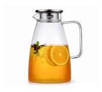 Silk Route Home 2L Glass Pitcher with Stainless Steel Lid - Heat-Resistant Borosilicate Beverage Jug with Drip-Free Spout & Ergonomic Handle | Perfect for Iced Tea, Lemonade, Water & Party Drinks