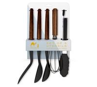 Silk Route Home Acacia Wood & Black Silicone Set of 5 Kitchen Utensils