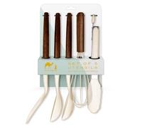 Silk Route Home Acacia Wood & Cream Silicone Set of 5 Kitchen Utensils