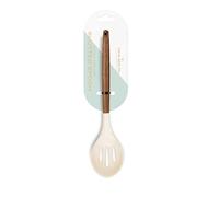 Silk Route Home Acacia Wood & Cream Silicone Slotted Spoon Kitchen Utensil