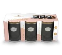 Silk Route Home Black Metal Tea, Coffee & Sugar Storage Canisters & Acacia Wood Lid