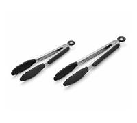 Silk Route Home Black Silicone Tongs 2 Pack - 9" & 12" Heat Resistant