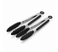 Silk Route Home Black Silicone Tongs 2 Pack - 9" Heat Resistant