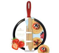 Silk Route Home Cast Iron Crepe & Pancake Pan - 25 cm Non-Stick Seasoned Griddle with Spreader & Spatula - Durable Pre-Seasoned Cast Iron for Crepes, Pancakes, Omelettes & More