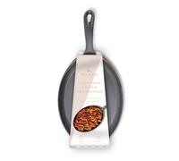 Silk Route Home Cast Iron Sizzling Plate Skillet - Fajita Grill Frying Pan with Acacia Wood Serving Board/Tray