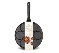 Silk Route Home Cast Iron Mini Pancake Pan 23cm - 7 Hole Pancake Mould Skillet with Non-Stick Coating, Even Heat Griddle for Pancakes, Eggs, Crumpets & Breakfast Cooking